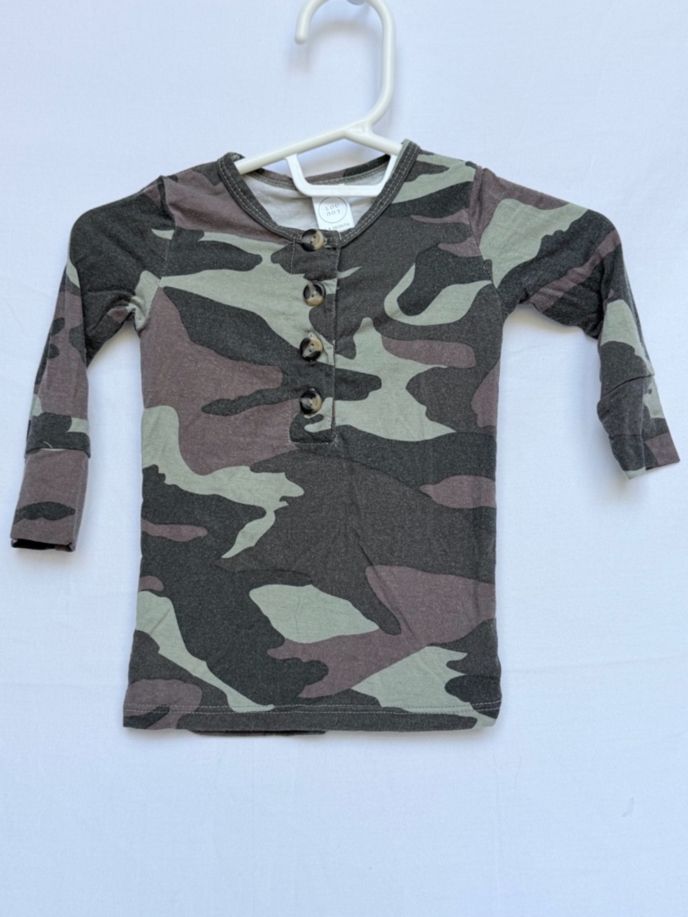 Lou Lou & Company Camo Henley Long Sleeve Top 3-6 month